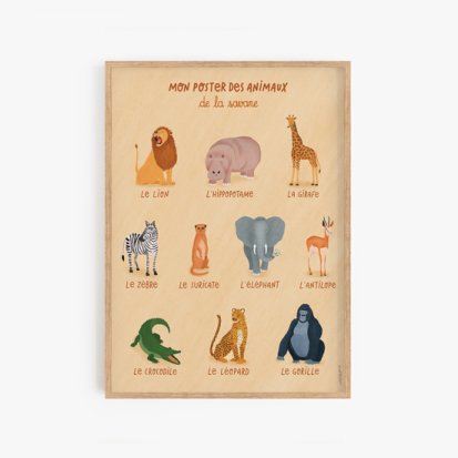 Poster des animaux de la savane